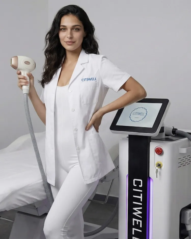 Laser hair removal specialist at work